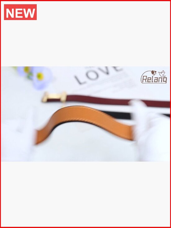 Women\'s Leather Belt with Gold Buckle, Fashion Waist Band main image 6